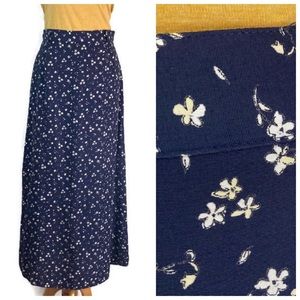 VTG 90s Floral Navy Maxi Slip Skirt 14 REPAIRED